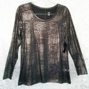 ❤NEW NWT a.n.a Long Sleeve Shirt Black Gold Size L